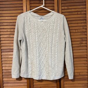 croft & barrow Cream Cable-Front Crewneck Sweater
